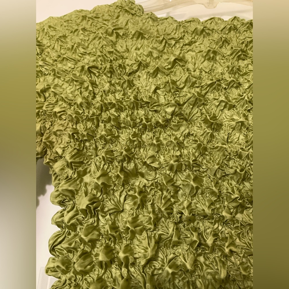 Vintage Chartreuse Popcorn Top S Stretchy - Picture 6 of 7
